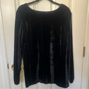 Vtg ALLEN ALLEN USA Long Sleeve Lightweight Velour Pullover Top Sz M